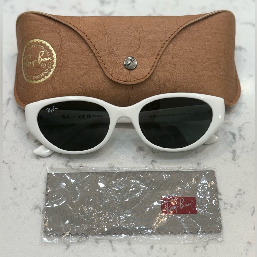 Ray-Ban White Sunglasses with Black Lenses